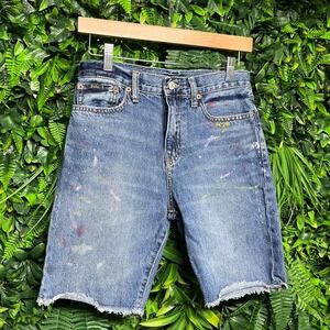 Polo Ralph Lauren Denim Shorts Boys 16 Paint Splatter Frayed Hem Casual Kid 2851